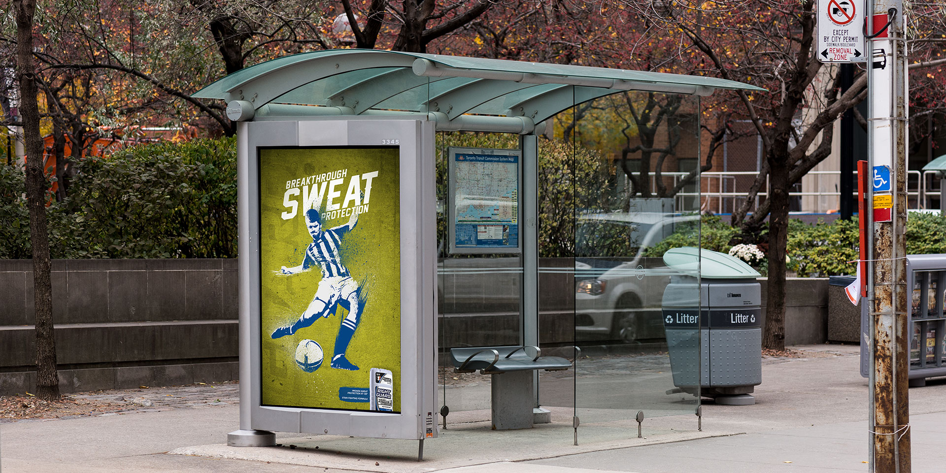 Right Guard: Sweat Protection bus shelter