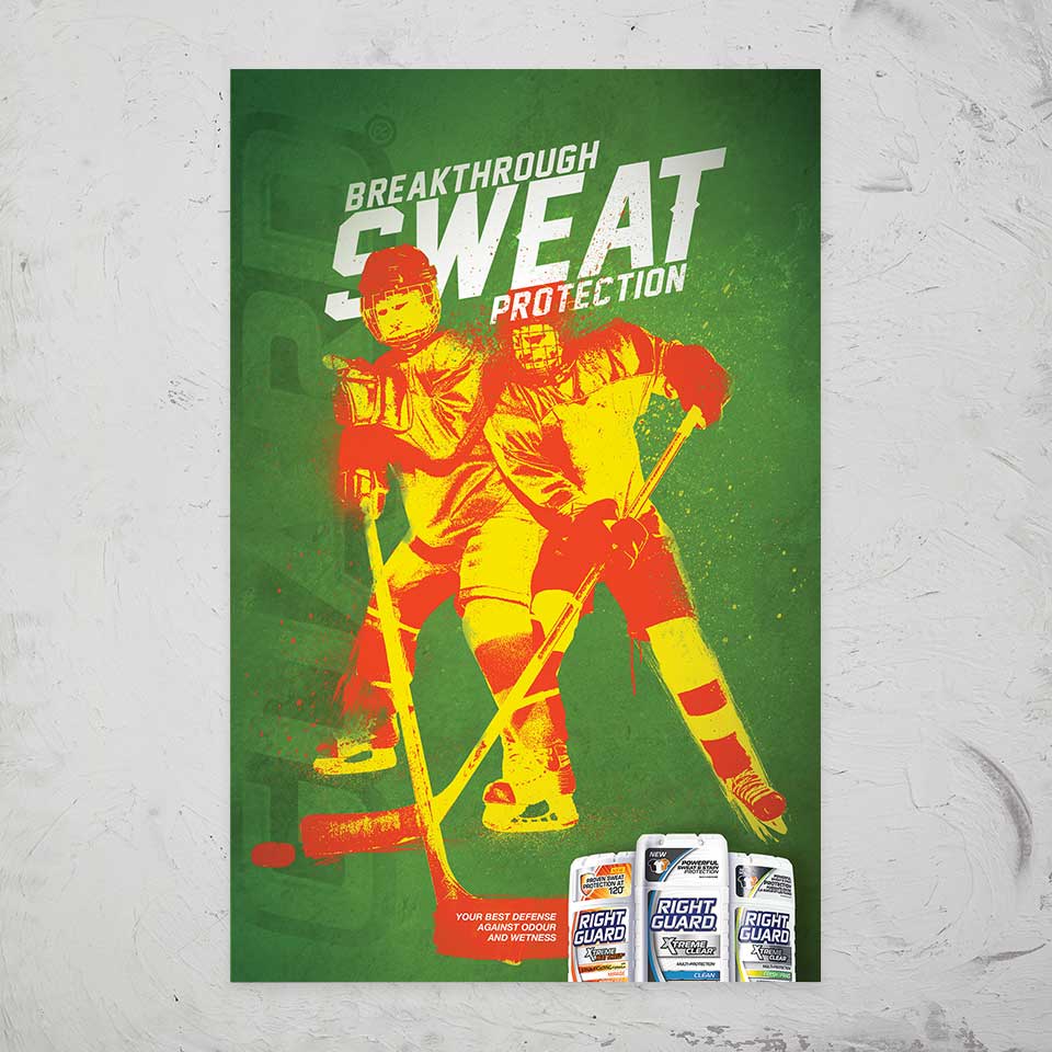 Right Guard: Sweat Protection hockey players