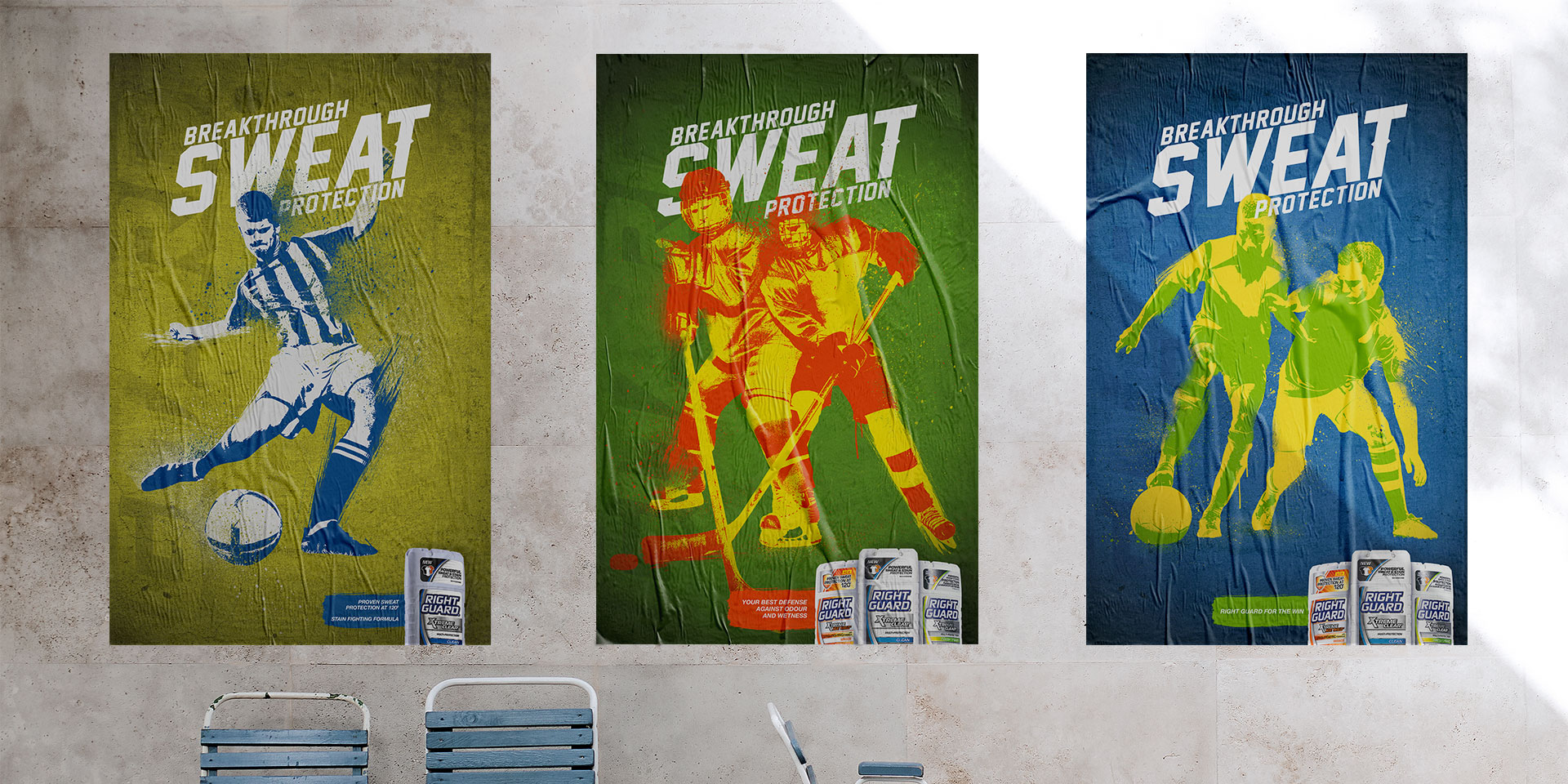 Right Guard: Sweat Protection poster series
