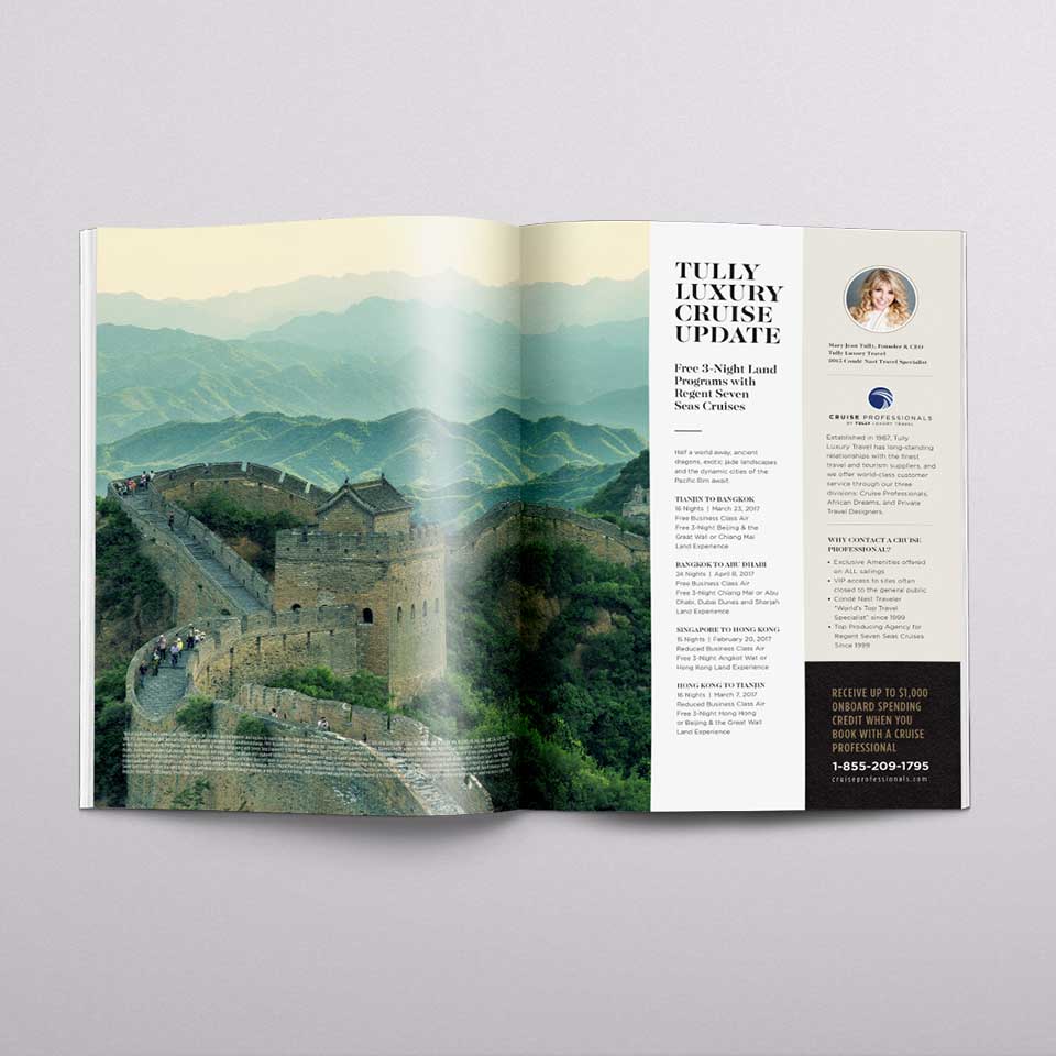 Tully Luxury Travel Zoomer Insert Ad: featuring China destinations