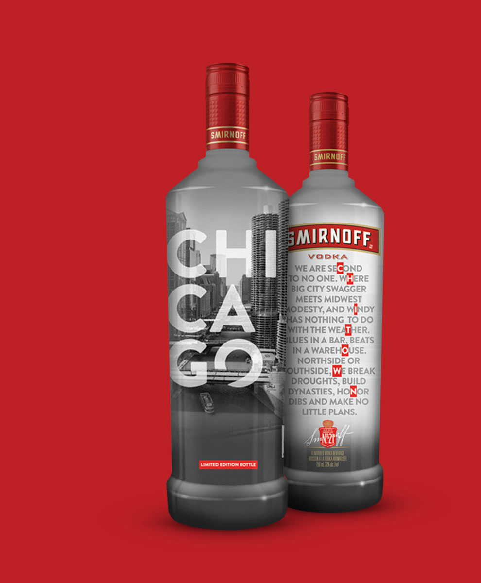 Smirnoff Chicago Bottles Front and Back