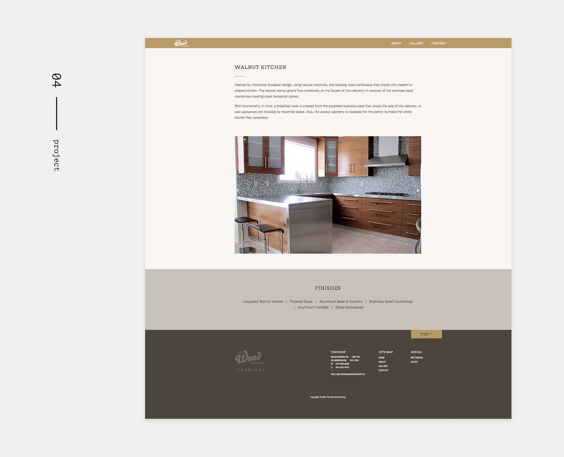 The Wood Workshop site - desktop: project page