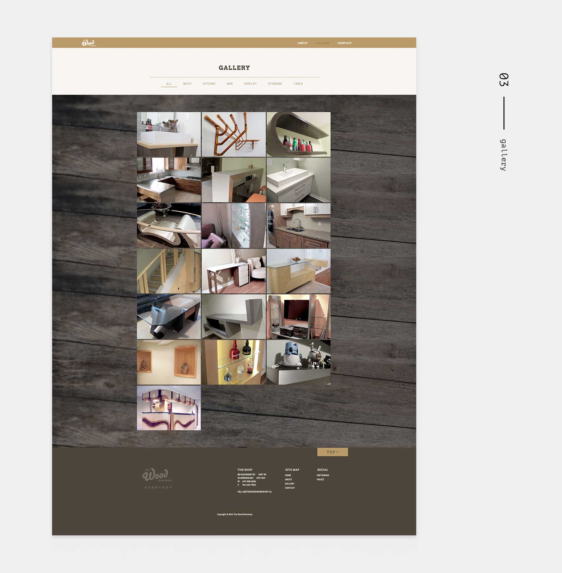 The Wood Workshop site - desktop: gallery page