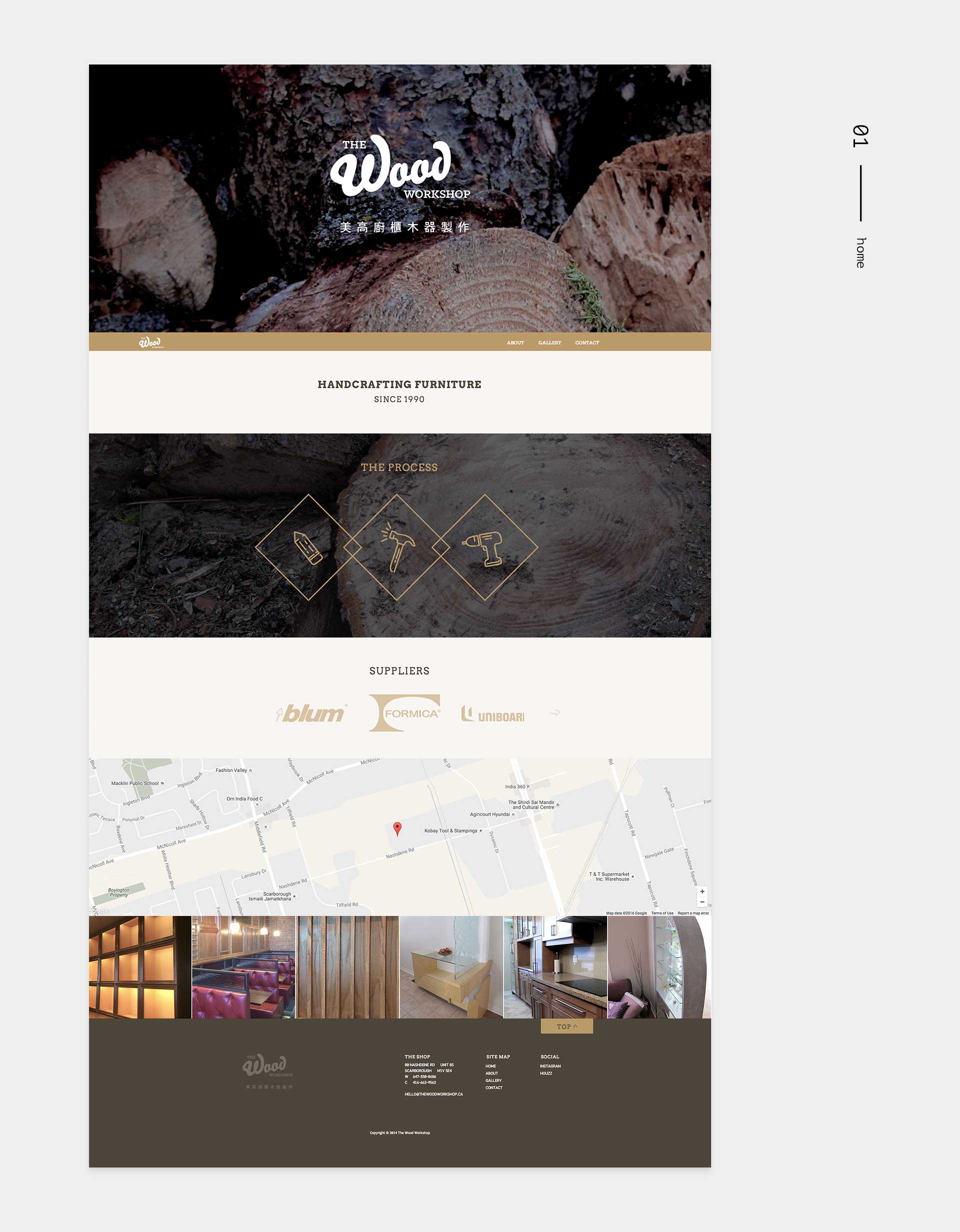 The Wood Workshop site - desktop: home page